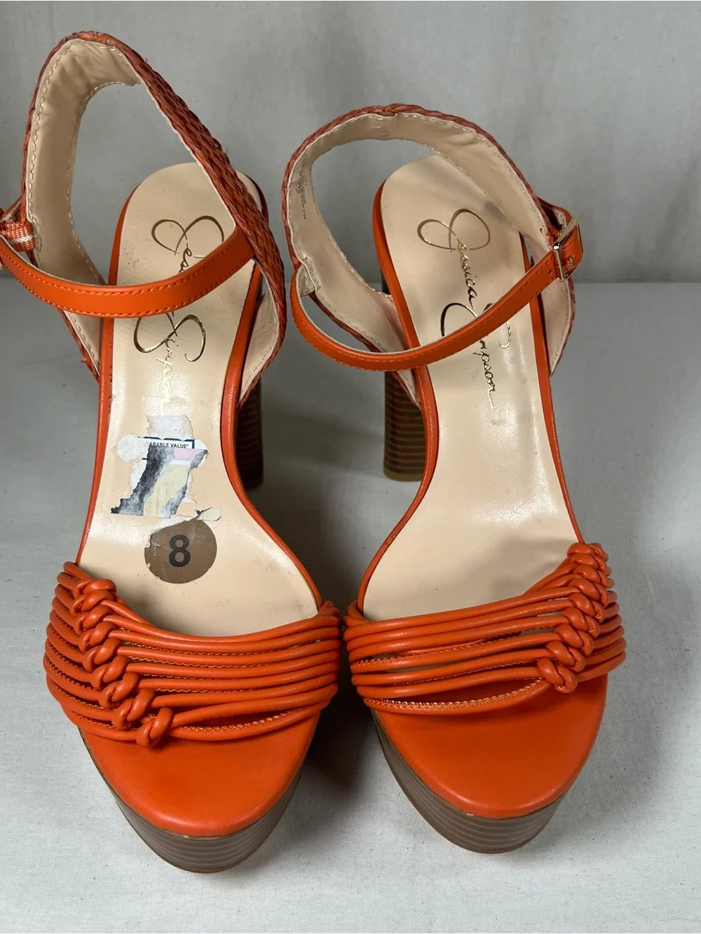 Jessica Simpson Orange Braided Strap Platform Sandals